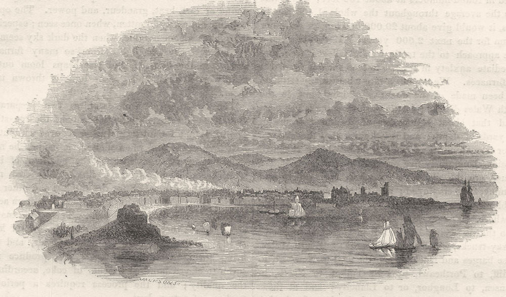 WALES. Aberystwyth 1850 old antique vintage print picture